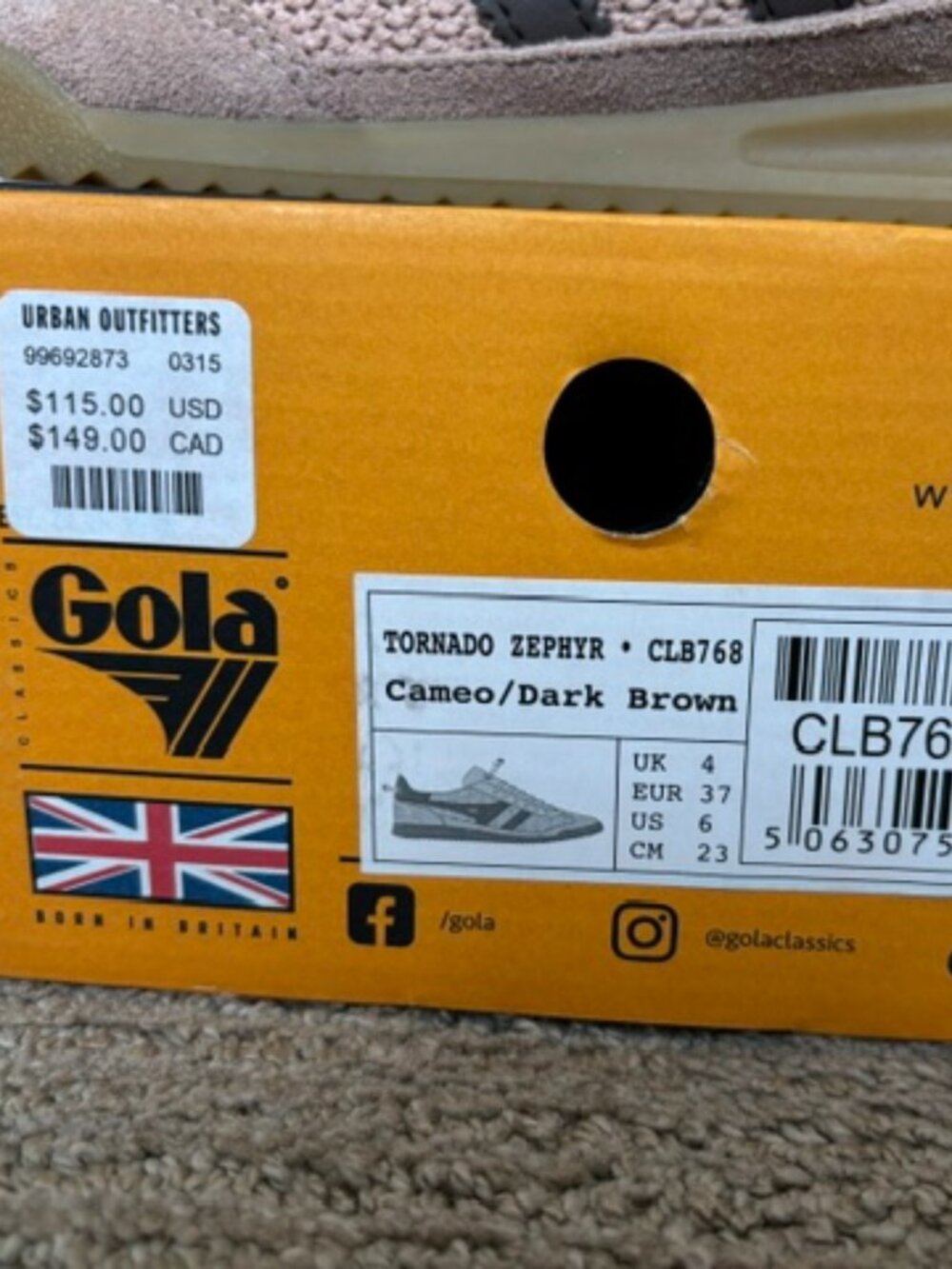 Gola Women's Tornado Zephyr Cameo/Dark Brown Sneakers in Perfect Condition - Picture 8 of 8